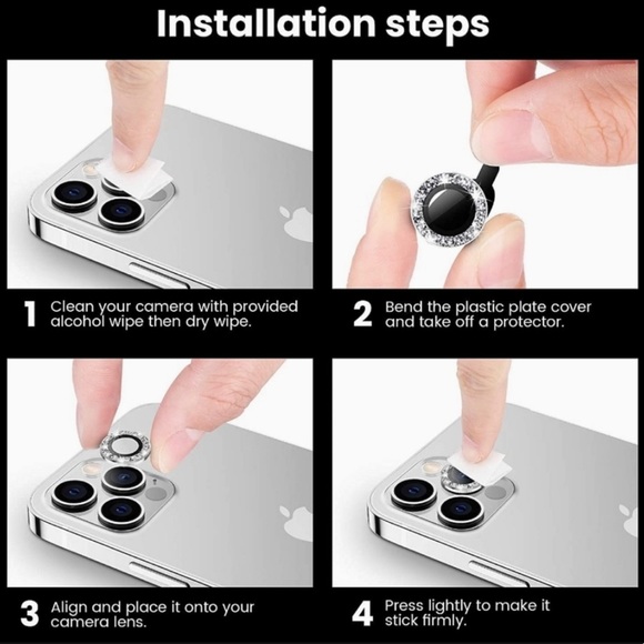 Camera lens tempered glass protector Glitter pink for iPhone 13 Pro, 13 Pro Max - Picture 5 of 5